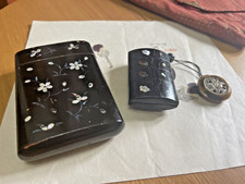 Edo Mother of pearl Inro with Netsuke and matching case plus Manju Ryusa netsuke