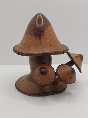 Vintage wooden mushrooms hand - vintage,
