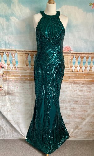 Green sequin maxi evening - green,