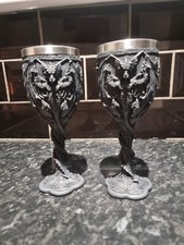 Gothic Wine goblets  Night Terror Winged Demonic Dragon wine cups
