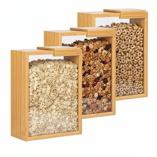 3pcs wooden cereal storage - wooden,