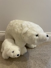 Mullig Bjorn Ikea Mum And Baby White Polar Bear Soft Plush Stuffed Animal HTF