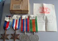 Original BRITISH - WW2 FRANCE & GERMANY STAR 4 FULL SIZE MEDAL GROUP air council