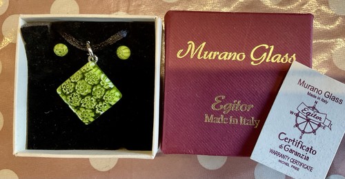 Murano glass green necklace - murano,