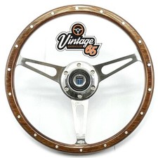 Classic Austin Mini Cooper 13" Riveted Wood Rim Steering Wheel & Alloy Boss Kit