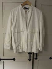 Zara White Linen Bomber Jacket