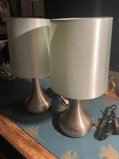 2x metal bedside table lamps touch dimmer