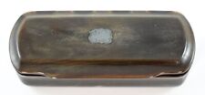 ANTIQUE PRESSED HORN TABLE SNUFF BOX with CARTOUCHE to LID