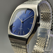 Vintage April 1977 Seiko "Emblem" Blue TV Dial (4120-5000) Japan-Made Orig Brace