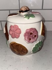Vtg 1950's  Pottery Cookies All Over Cookie Jar - Walnut Lid -