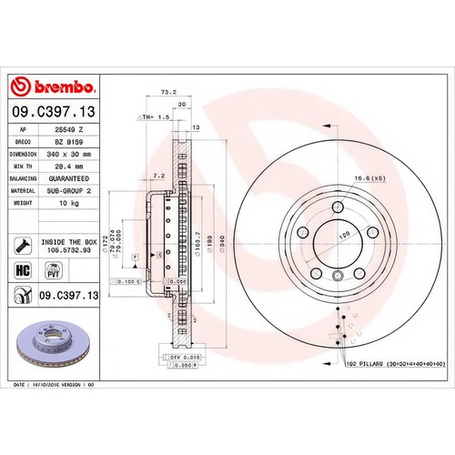 Brembo c397 brake disc - 09.c397.13,