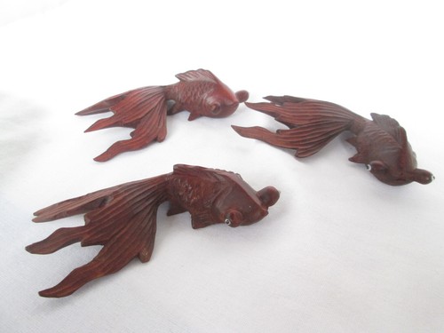 Rosewood asian carved koi fish - asian,