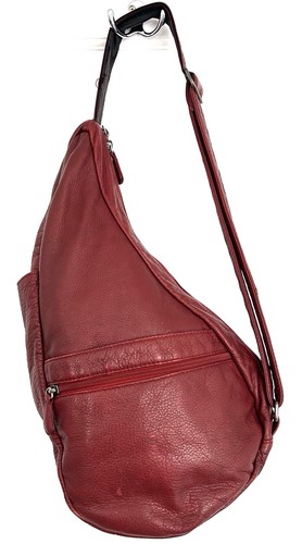 Red leather crossbody - red, sling