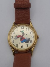 Lorus Disney Backwards Goofy Watch V516-6A00 Gold Tone New Battery Working
