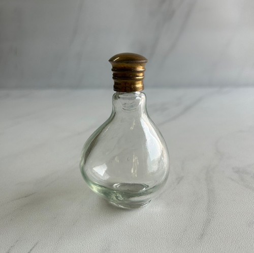 Vintage clear glass - glass, brass