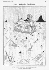 W. HEATH ROBINSON An Ark-aic Problem, Rain in Scotland Antique Comic Print 1923