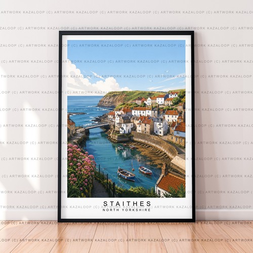Staithes unframed illustration - staithes,