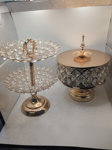 Gold tone two tiered metal - tone, two-tiered
