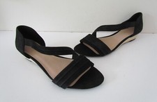 M&S Marks & Spencer Sandals  Shoes Size 7.5  Womens Black suede Footglove wedge