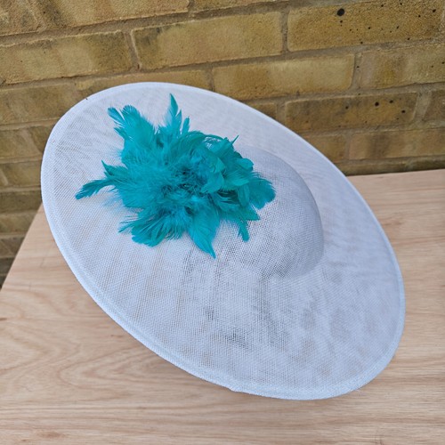 White turquoise feather - white,
