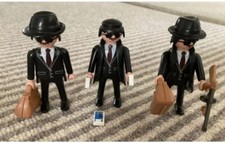 3x Playmobil Gangsters - Mob Mobsters Mafia Robber Baddie Figures Tommy Gun Rare