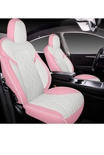 Tapha Faux Leather Seat Cover Set For Tesla Model Y 2020-2022 Pink/White