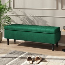 Long Velvet Storage Ottoman