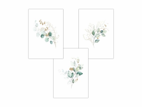 Blue green leaves gold effect - green,