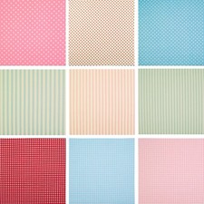 Cotton Fabric Material SPOT STRIPE GINGHAM CHECK Rose Hubble Pink Blue Red Green