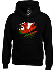 WELSH FLAG SLASH HOODY HOODIE COOL WALES FOOTBALL RUGBY FAN DESIGN GIFT (COL)