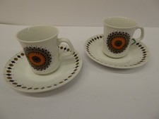 Meakin 'Inca' Pattern Cups and Saucers x 2