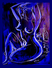 WINE NUDE   MARK KAZAV - ORIGINAL OIL PAINTING ABSTRACT MODERN ART  CANVAS 79r