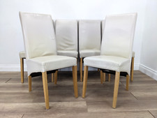 DINING CHAIRS 6 Cream Faux Leather High Back Side Chairs FREE DELIVERY