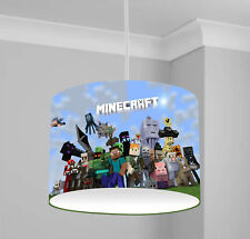 PIXELS b  MINECRAFT GAMING CEILING DRUM LIGHT SHADE LAMPSHADE 10" 25cm