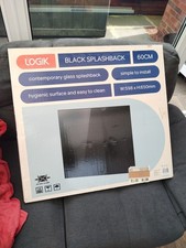 Logik 60cm Contemporary Black Glass Hygienic Splashback W: 598 X H:650mm