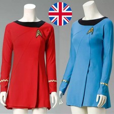 Star Trek TOS Female Duty Dress Cosplay Costume Uniform Gown Red Women Skirt UK@