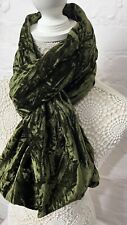 Olive Green Crushed Velvet Scarf Wrap Shawl, Winter Warm  Scarf, Gift For Her