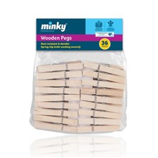 Minky Wooden Clothes Pegs Rust Resistant - 36 Pack