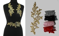 2  x Floral Lace Applique Bridal Wedding Sequined Motifs 10 different Colour # 1