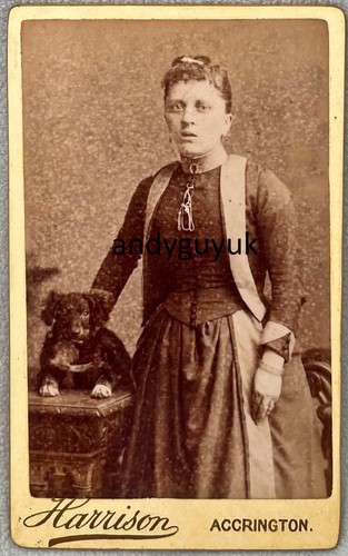 Cdv lady her dog by - &,