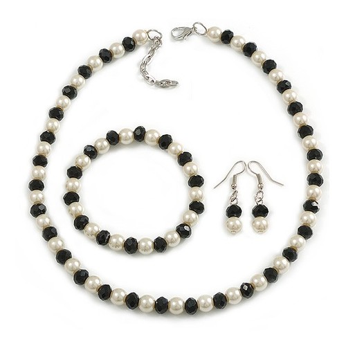 8mm black glass bead and - 8mm/black,