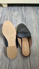 ladies black slip on leather