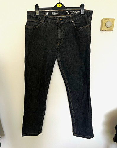 Men black dark wash denim - wash,