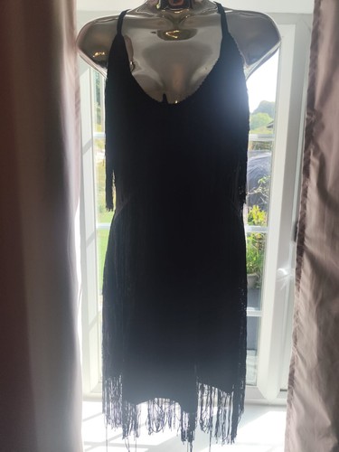 Black dress 1920s gatsby cow - black,