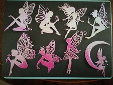 Craft Clearout,Die Cuts 8 Purple Large Illusion Fairy/Fairies Silhouettes(Set 8)
