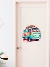 Green Camper Van Wall Art Vinyl Sticker.  NEW DESIGN