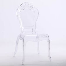 FRENCH LOUIS BELLA CLEAR GHOST DINING OCCASIONAL VANITY CHAIR TRANSPARENT