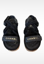 CHANEL Black Leather Dad Rope Sandals Size 38 UK 5 ( small fit more 37 UK 4)