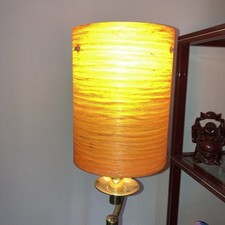 Vintage Fibreglass Orange Mid Century Spun Lamp Ceiling Light Shade Shatterline