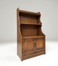 Vintage Ercol Compact Waterfall Bookcase Cupboard Solid Golden Elm Model 476